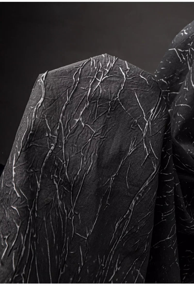 Eco Pleat: Black Nylon-Rayon Fabric for Design Creations
