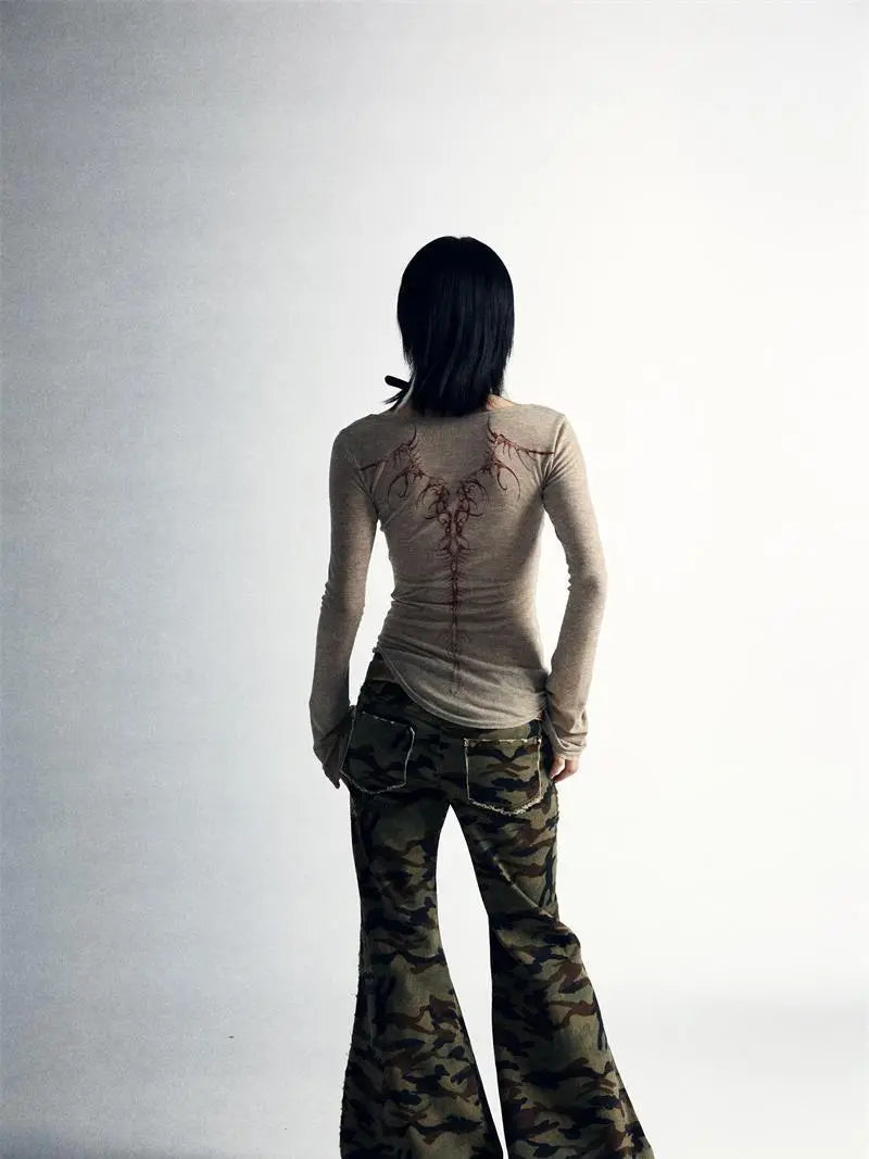 Grunge Aesthetics Knitted Tops Vintage Tattoo