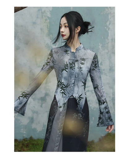 UMI MAO Bamboo Leaf Tie-Dye Spring Shirt