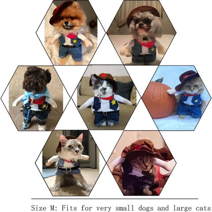 Funny Pet Dog Cat Costume Cowboy Clothes