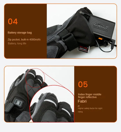 LOBOO Winter Touchscreen Heated Riding Gloves