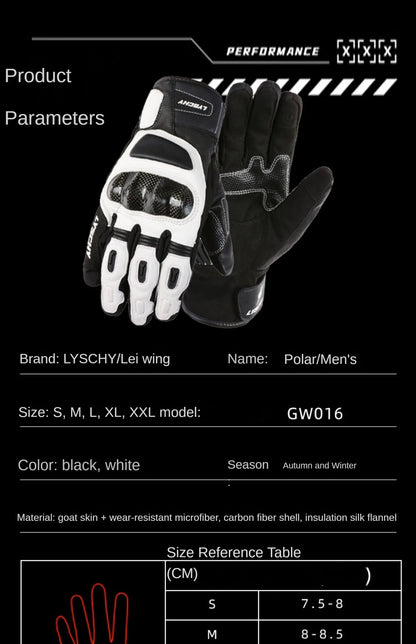 LYSCHY Winter Waterproof Leather Motorcycle Gloves