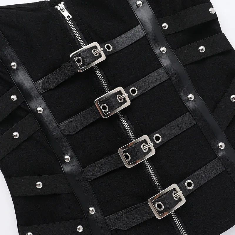 Grunge Gothic Zip Corset Tank Top