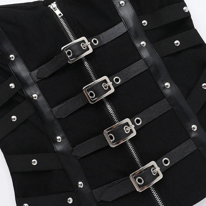 Grunge Gothic Zip Corset Tank Top