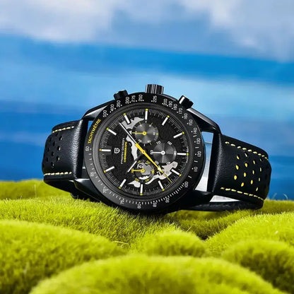Pagani Moon Black Skeleton Quartz Chrono Watch