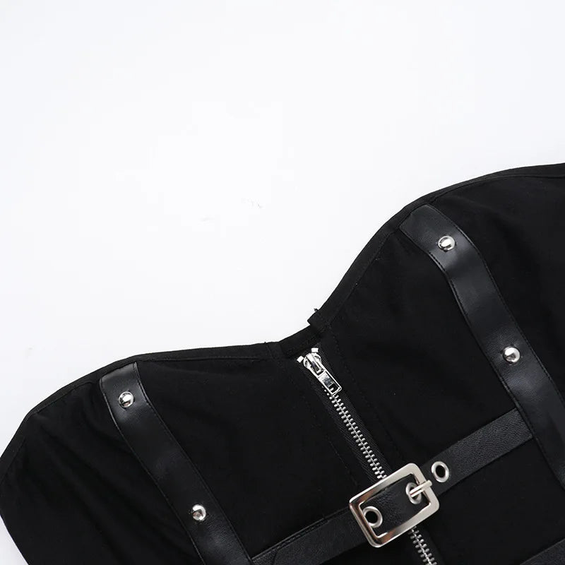 Grunge Gothic Zip Corset Tank Top