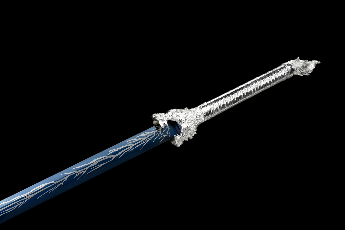 silver Wolf Sword Hand forged real steel lightning Sharp