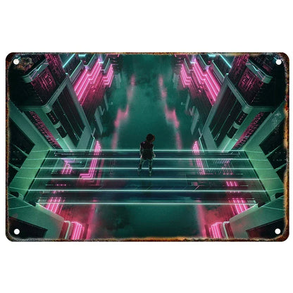Tokyo Night Vibes Metal Wall Art Plaque