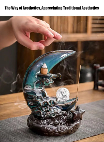 Zen Moon Ceramic Incense Plate - Aromatic Home Decor