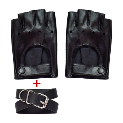 Spice Punk Gothic Half Finger Leather Gloves