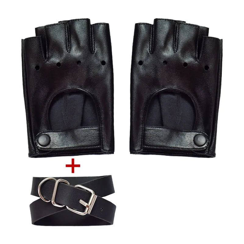Half Finger hollow out gloves leather
