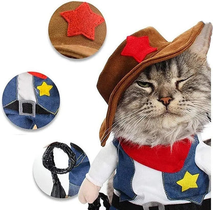 Funny Pet Dog Cat Costume Cowboy Clothes