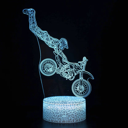Motorcycle 3D Illusion LED Lamp - Boys Room Decor
