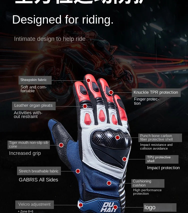 DUHAN W2 All-Weather Motorcycle Gloves Unisex