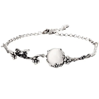 Moonlit Blossom Chalcedony Charm Bracelet