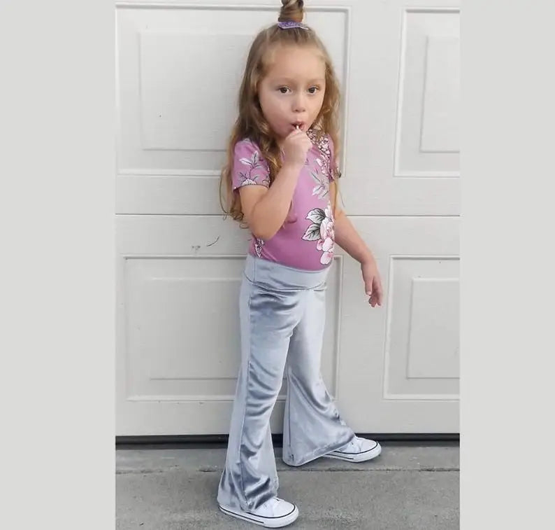 Multicolor Flared Pants Toddler Velvet