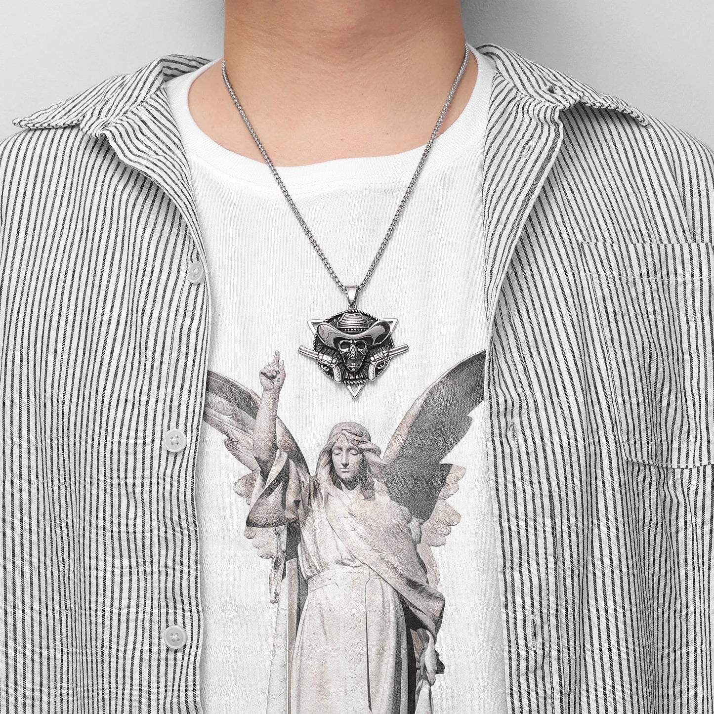 Cowboy Skull Double Gun Necklaces