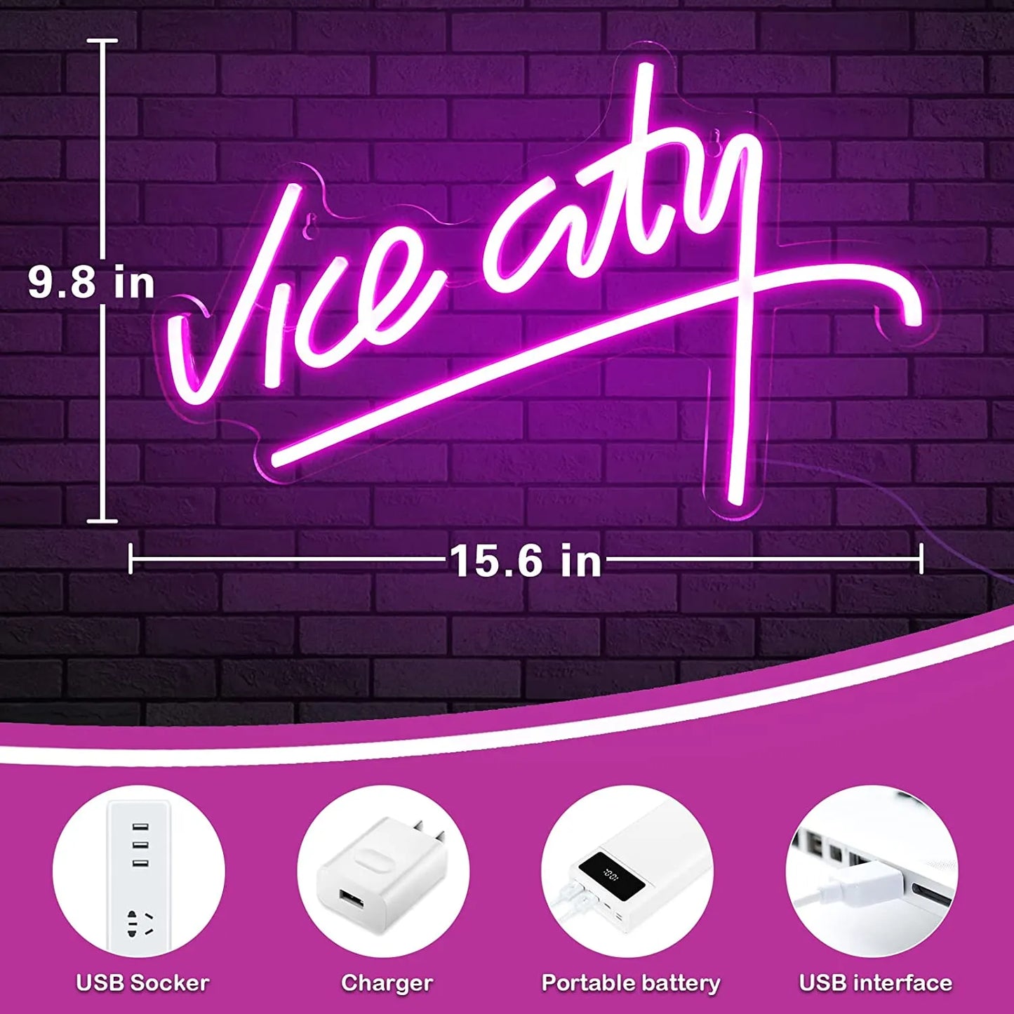 Pink Vice City Neon Sign Led Lights