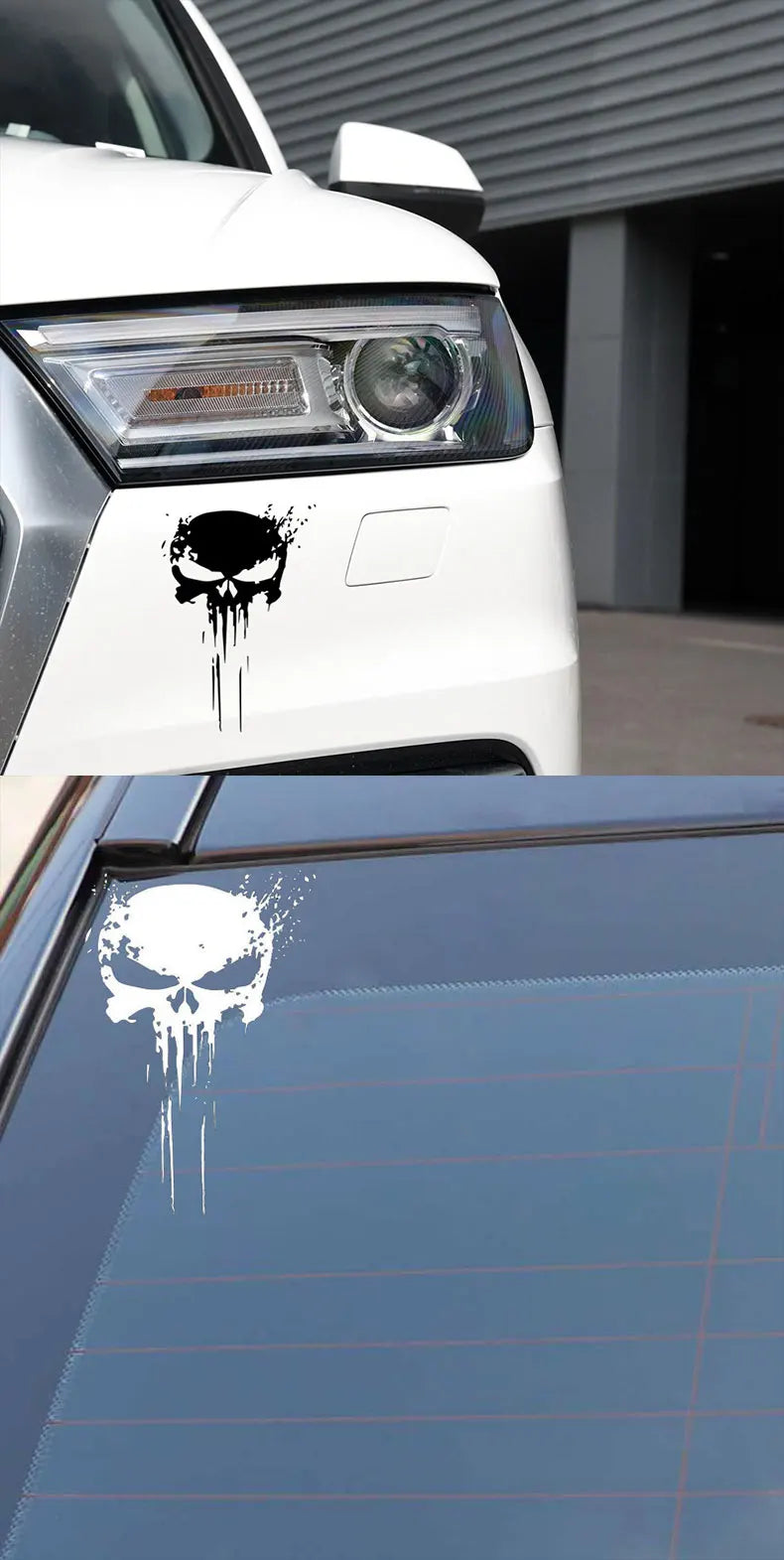 Reflective Skull Decal - Waterproof Motorcycle Accessory