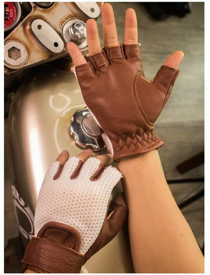 Retro Breeze Half-Finger Motorcycle Gloves