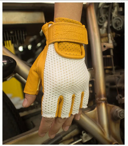 Retro Breeze Half-Finger Motorcycle Gloves