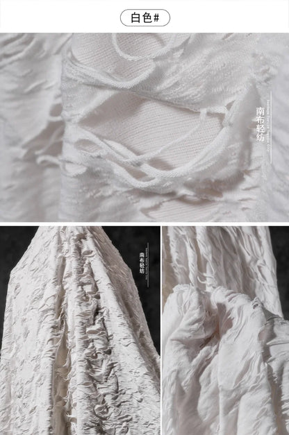 Black Tattered Knit Fabric - Eco-Friendly Textiles