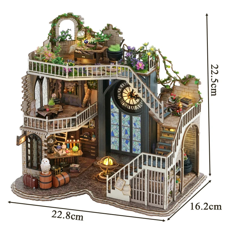 Dollhouse Roombox Magic Workshop Garden With Light