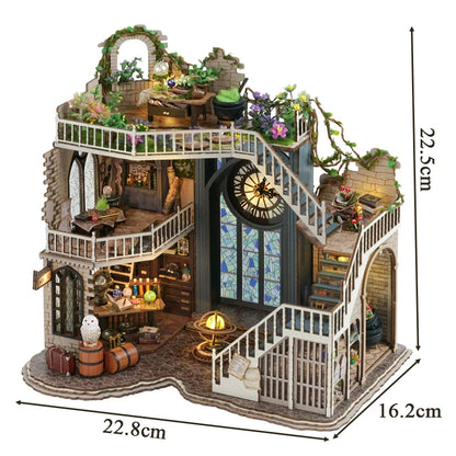 Dollhouse Roombox Magic Workshop Garden With Light