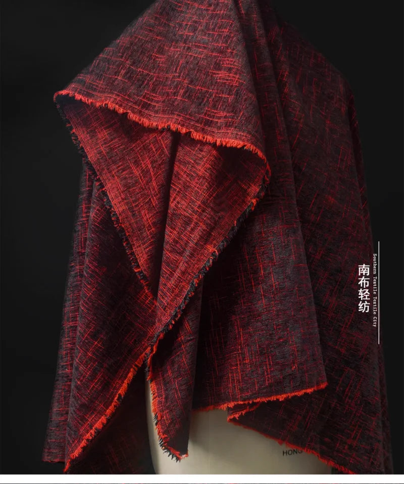 “Rich Red Velvet Textured Apparel Fabric for DIY”