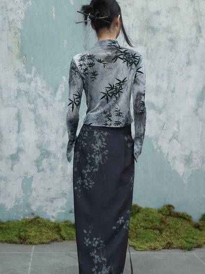 UMI MAO Bamboo Leaf Tie-Dye Spring Shirt