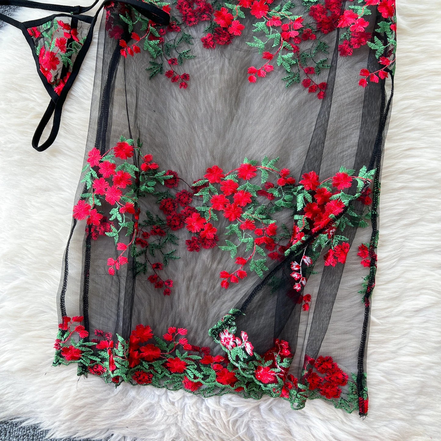 Floral Elegance: Chinese Style Mid-Calf Dress
