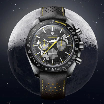 Pagani Moon Black Skeleton Quartz Chrono Watch