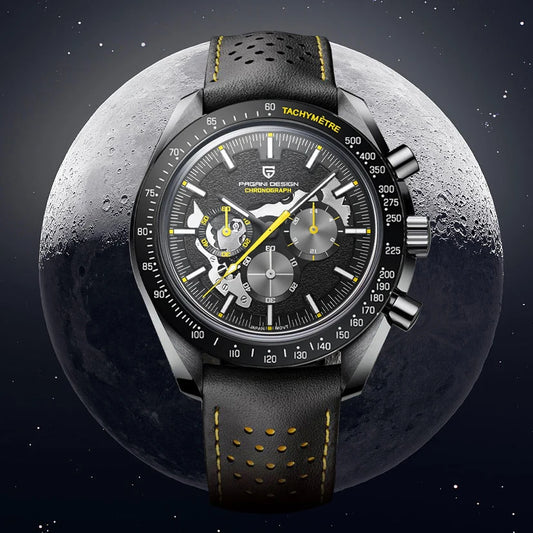 Pagani Moon Black Skeleton Quartz Chrono Watch
