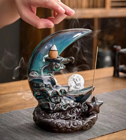 Zen Moon Ceramic Incense Plate - Aromatic Home Decor