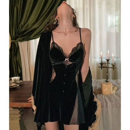 Mystic Moonlace Velvet Pajamas for Enchanted Nights