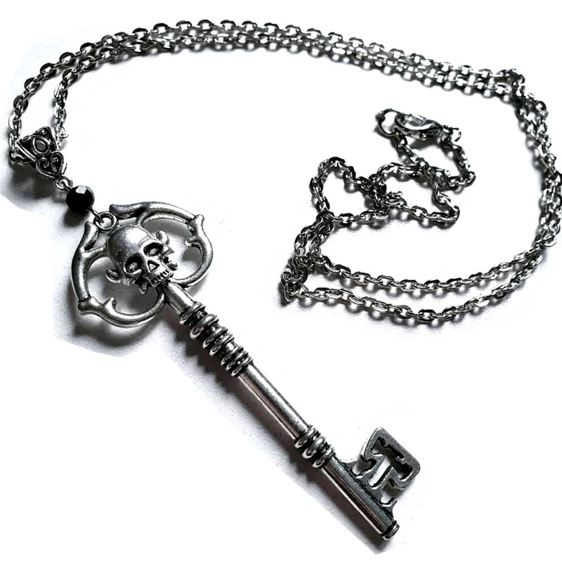Silver Skeleton Key Pendant Necklace