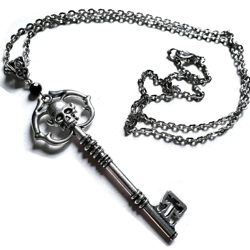 Silver Skeleton Key Pendant Necklace