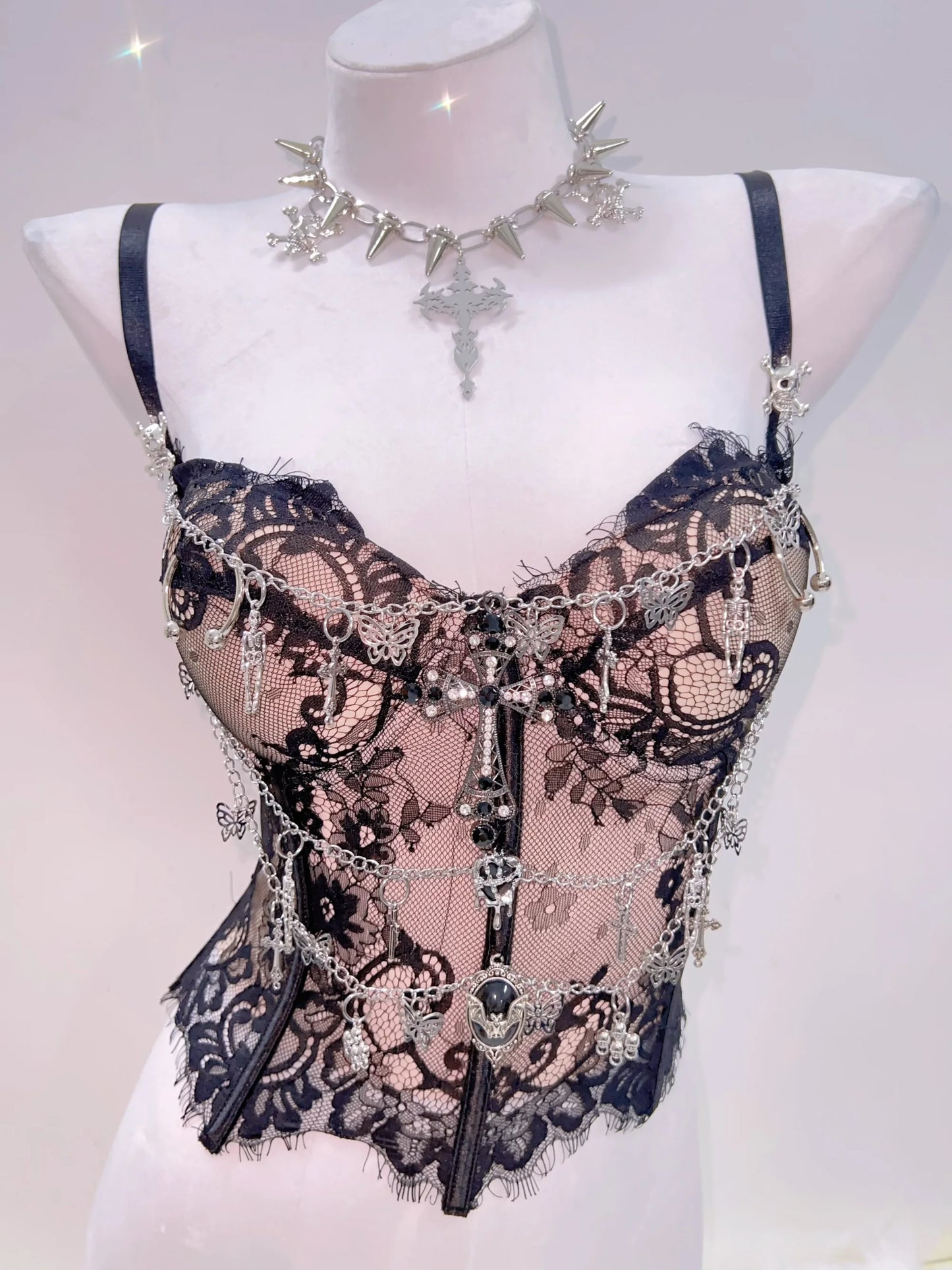 Gothic Y2K Lace Crop Tank