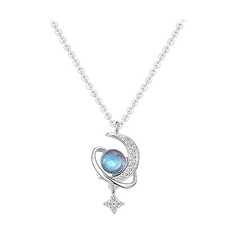 Silver Moonstone Star Choker - Celestial Elegance