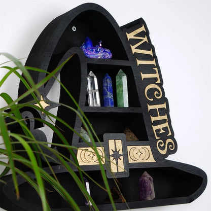 Witch Hat Crystal Shelf: Boho Wall Decor & Storage
