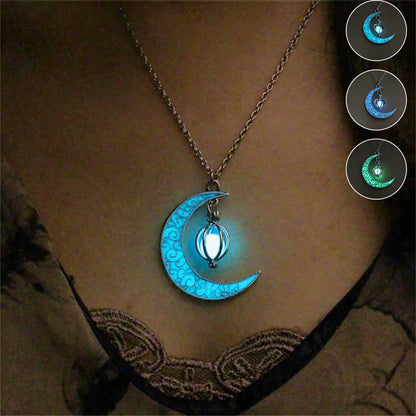 GlowMoon Choker: Luminous Pendant for Teens & Women