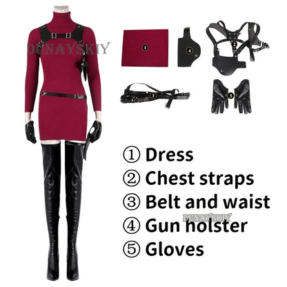 Ada Wong Evil Cheongsam Cosplay Costume Set
