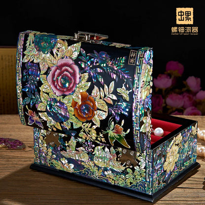 Abalone Elegance: Chic Wood Jewelry Organizer