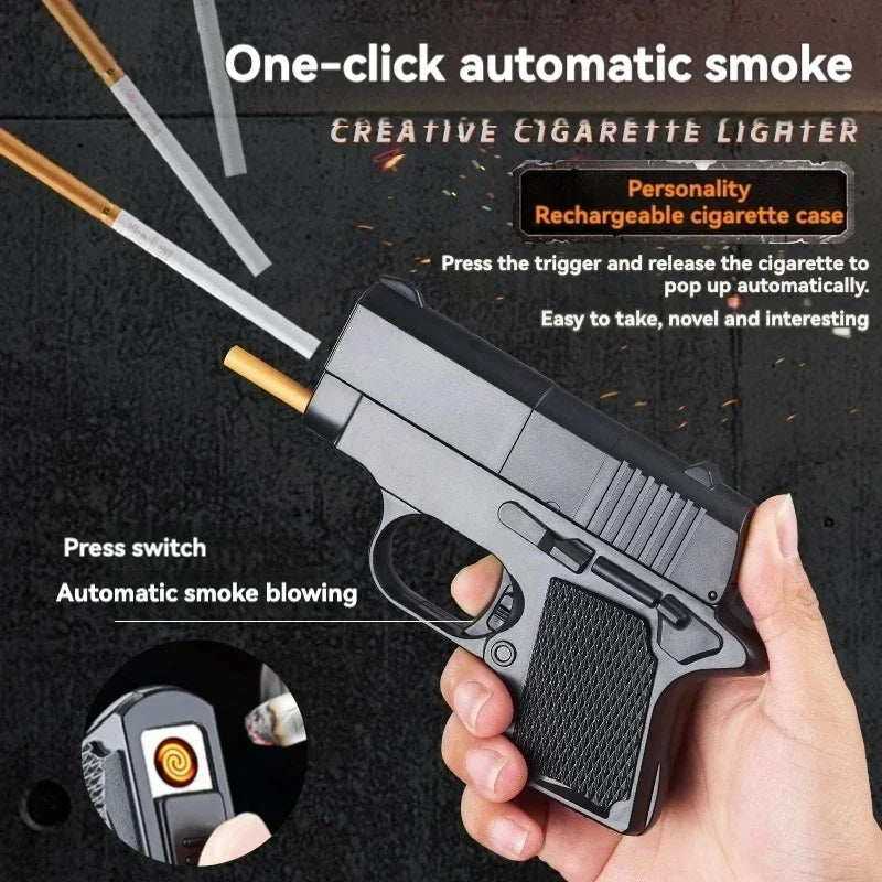 New Gun Lighter Pistol Cigarette Case
