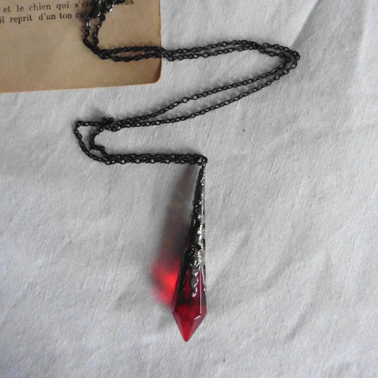 Crimson Witch’s Blood Drop Crystal Choker Necklace