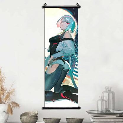Cyber Rebecca Scroll Canvas: Futuristic Wall Art