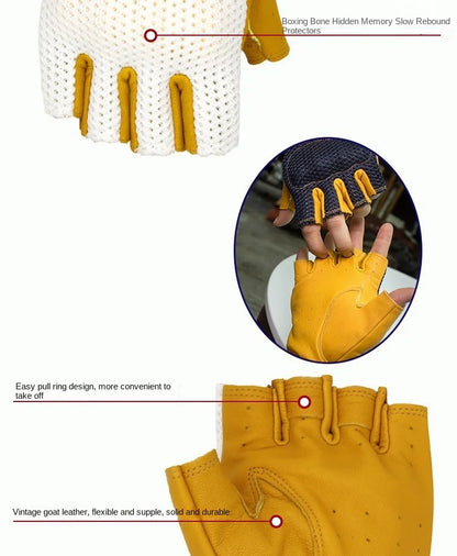 Retro Breeze Half-Finger Motorcycle Gloves