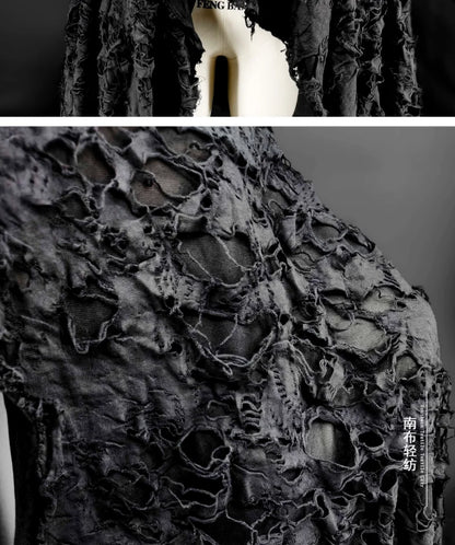 Black Tattered Knit Fabric - Eco-Friendly Textiles