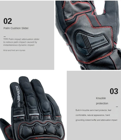 KOMINE GK-856 Windproof Sheepskin Moto Gloves