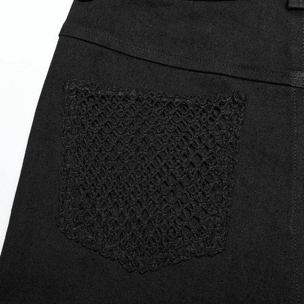 Punk Rave Women's Mesh & Denim Slim Pants